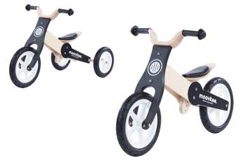 Tricycle - Balance Bike - Wooden - 2in1 - 0C075 - JANE - NATURAL WOOD & NICE BLACK - MOOVKEE